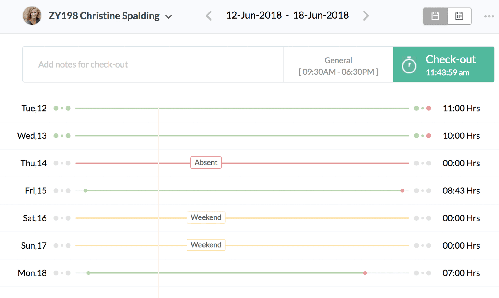 Vizualizarea calendarului Zoho People